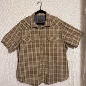 Northwest Men's Tan Plaid Button Down Shirt. Size XXL. 💯 Cotton.